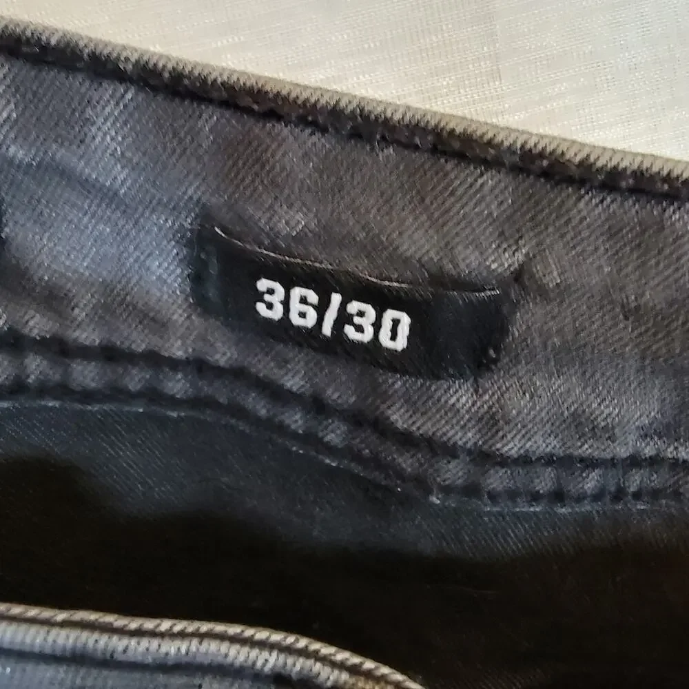 Men’s Gray Slim Fit Stretch Denim Jeans Casual Pants Stone Falcon 36x30 - Picture 6 of 8